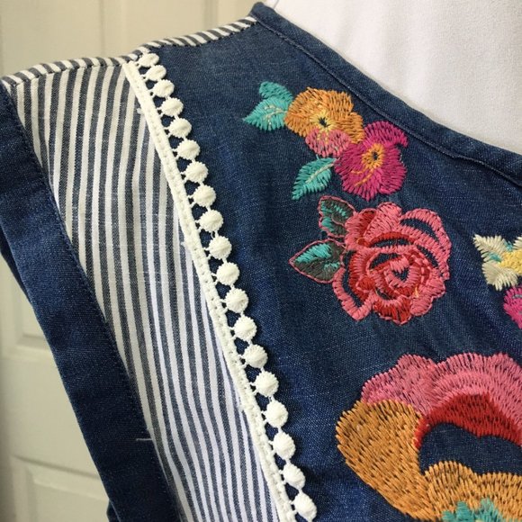 Savanna Jane Women’s Boho Floral Stripes Summer Shift Mini Dress Size Small - Picture 7 of 13